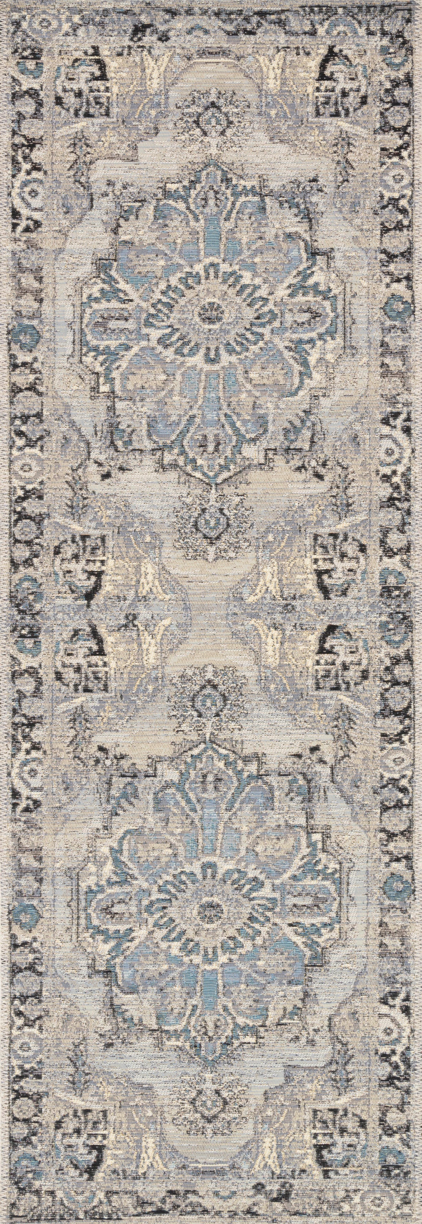 2'5" x 11'2" Grey / Blue Rug