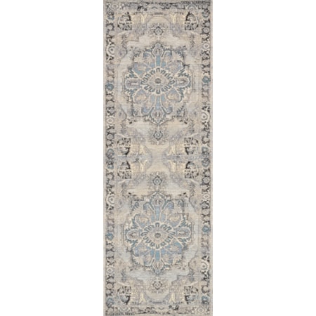 2&apos;5&quot; x 11&apos;2&quot; Grey / Blue Rug