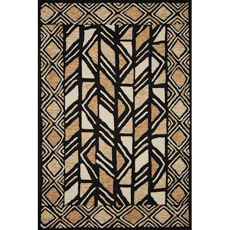 18" x 18" Black / Beige Sample Rug