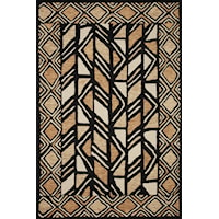 2'0" x 5'0" Black / Beige Rectangle Rug