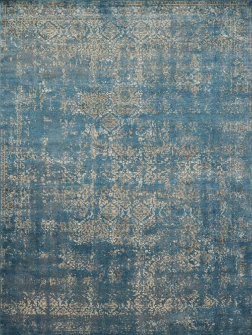 2'-7" X 4' Blue / Taupe Area Rug