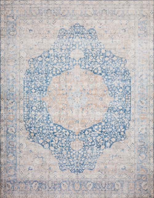 5'0" x 7'6" Blue / Tangerine Rectangle Rug