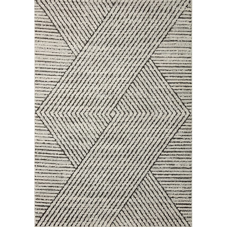 2'7" x 4' Charcoal / Ivory Rectangle Rug