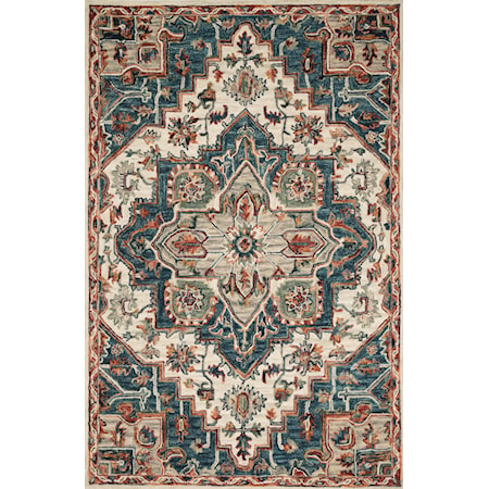 1'6" x 1'6"  Blue / Red Rug