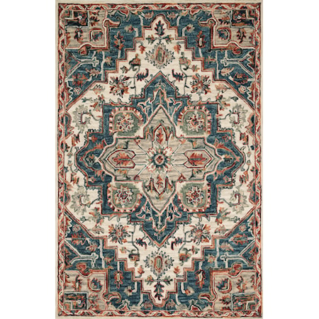 3'6" x 5'6" Blue / Red Rug