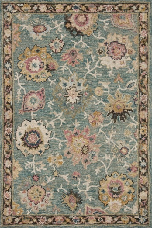 18" x 18" Teal / Multi Sample Rug
