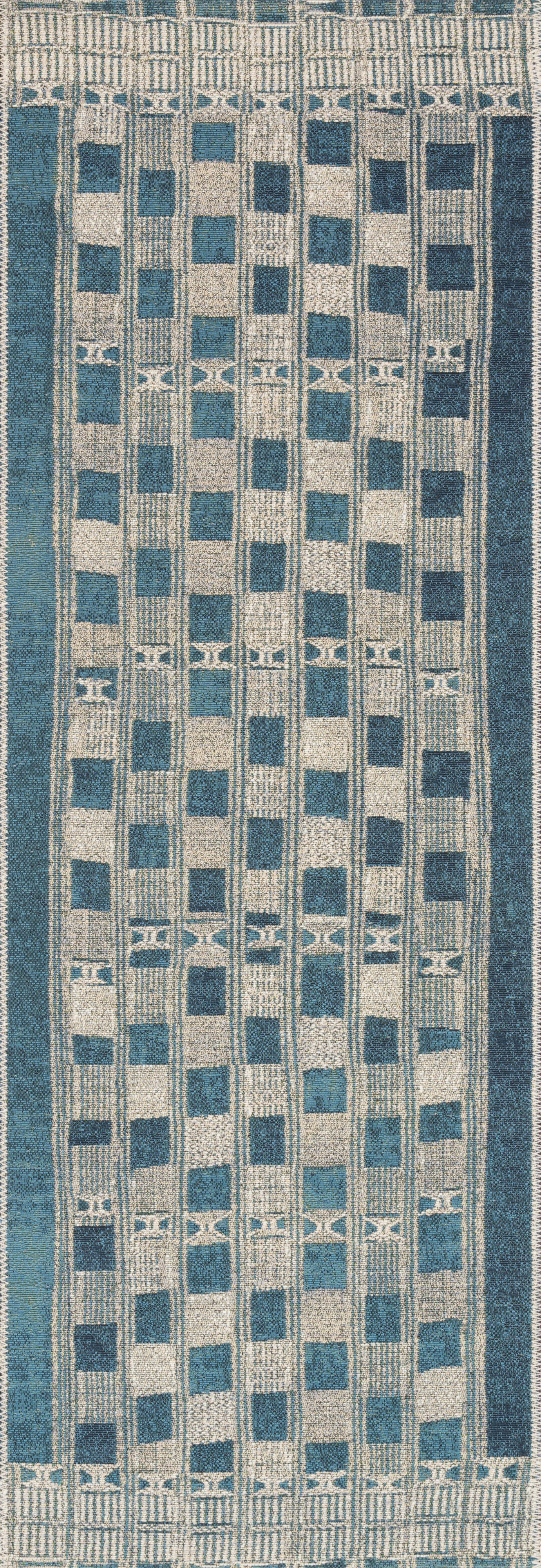 1'6" x 1'6"  Blue / Ivory Rug