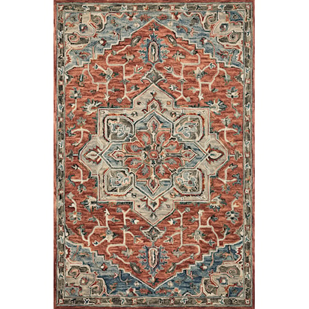 2'6" x 7'6" Red / Multi Rug