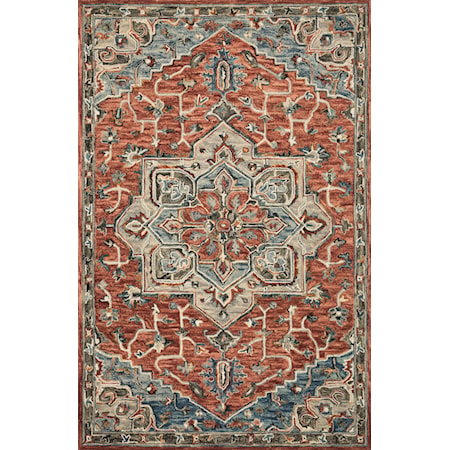 5'0" x 7'6" Red / Multi Rug