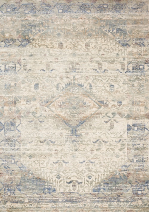 2'6" x 8'0" Ivory / Blue Rug