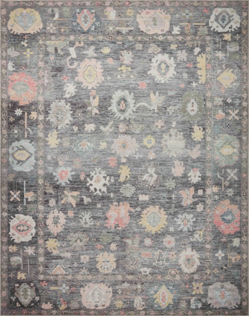 3'0" x 3'0" Charcoal / Multi Round Rug