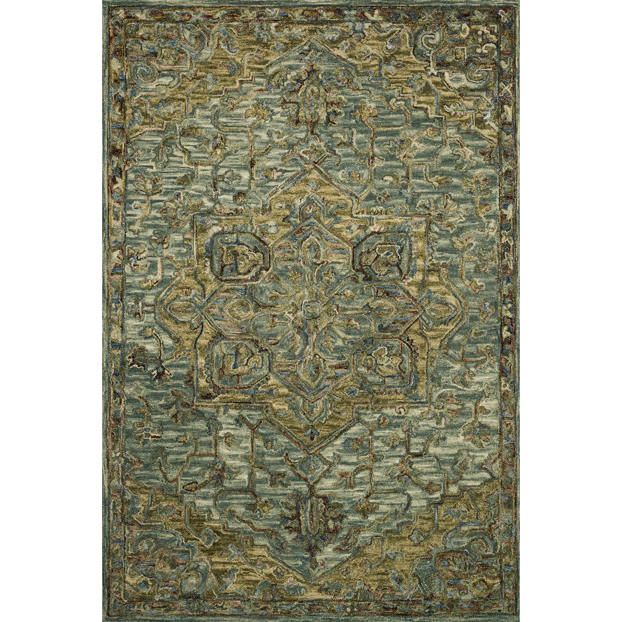 Loloi Rugs Victoria 1'6" x 1'6"  Dark Green / Tobacco Rug