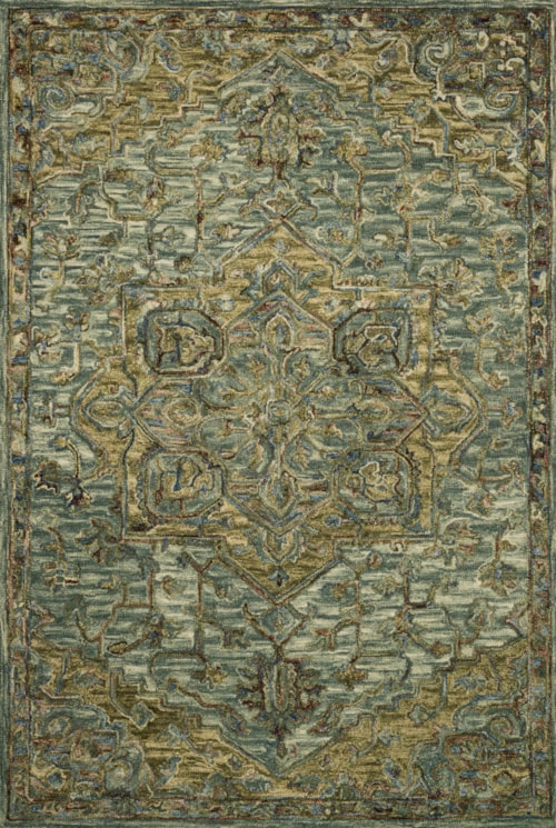 2'-3" X 3'-9" Dark Green / Tobacco Rug