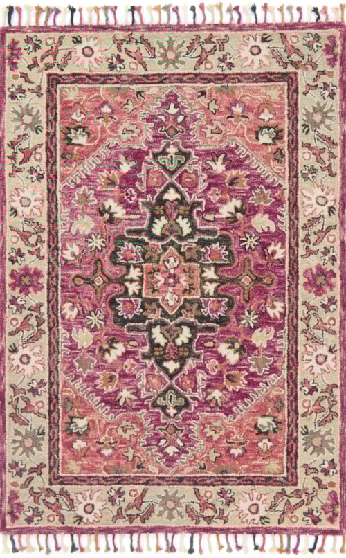 1'6" x 1'6"  Raspberry / Taupe Rug