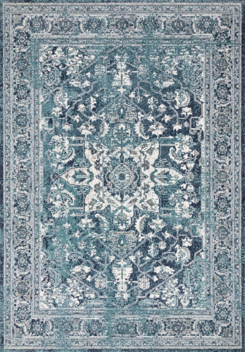 7'10" x 7'10" Round Ocean / Ivory Rug