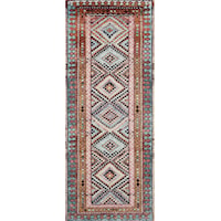 2'0" x 5'0" Coral / Blue Rectangle Rug