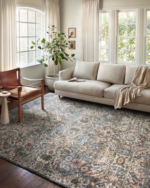 18" x 18" Blue / Sand Sample Rug