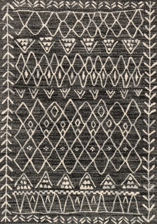 1'6" x 1'6"  Black / Ivory Rug