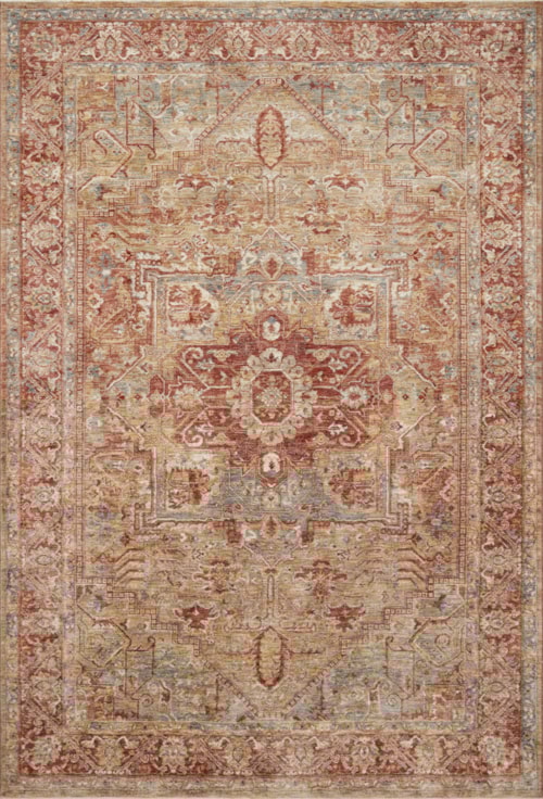 6'7" x 9'10" Gold / Brick Rectangle Rug