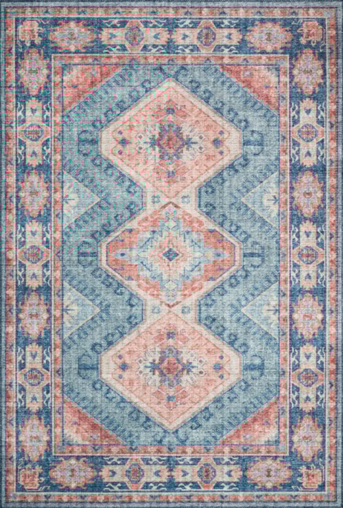 8'0" x 8'0" Turquoise / Terracotta Round Rug