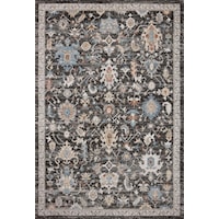 5'3" x 5'3" Round Charcoal / Multi Rug