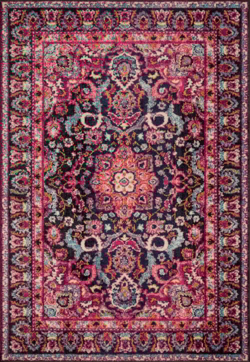 6'-7" X 6'-7"  Midnight / Pink Round Rug