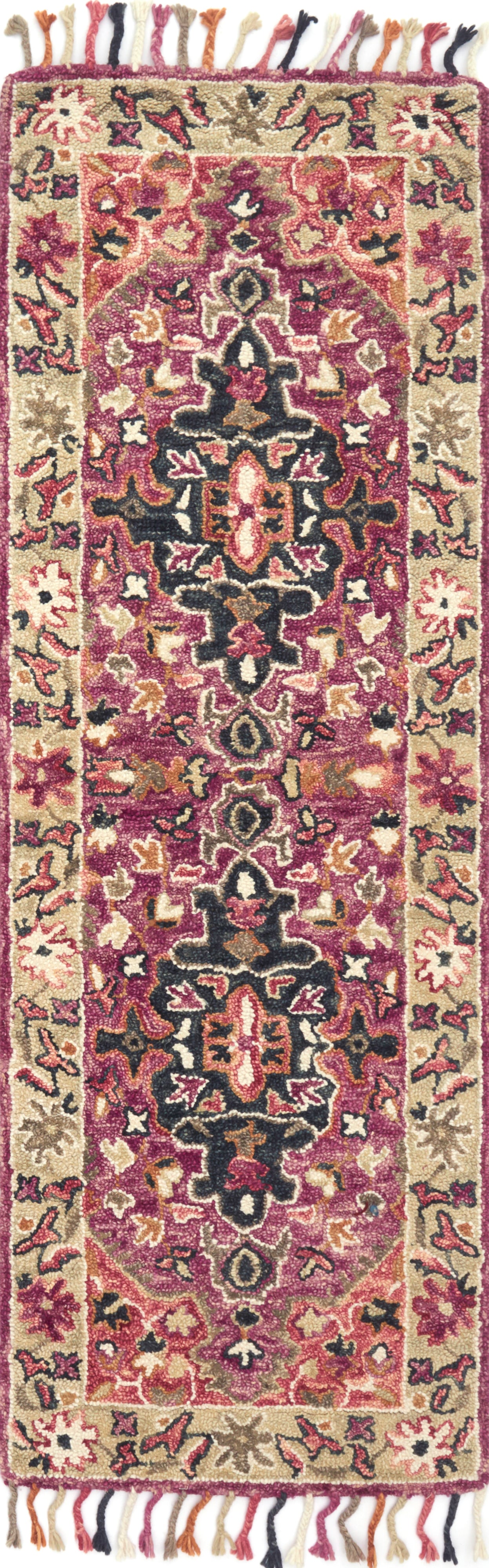1'6" x 1'6"  Raspberry / Taupe Rug