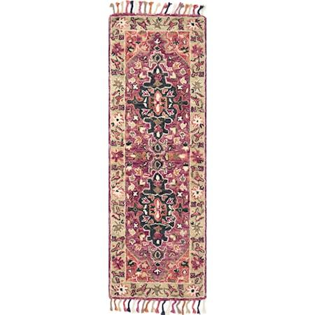 1&apos;6&quot; x 1&apos;6&quot;  Raspberry / Taupe Rug