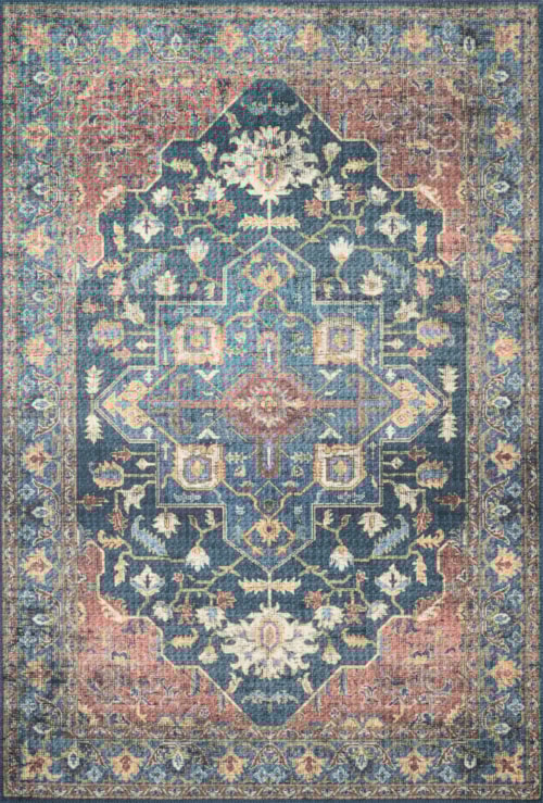7' x 9' Denim / Brick Oval Rug
