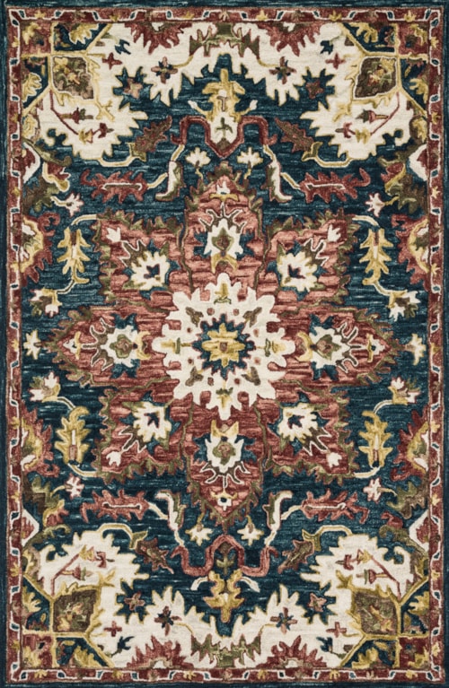 1'6" x 1'6"  Teal / Raspberry Rug
