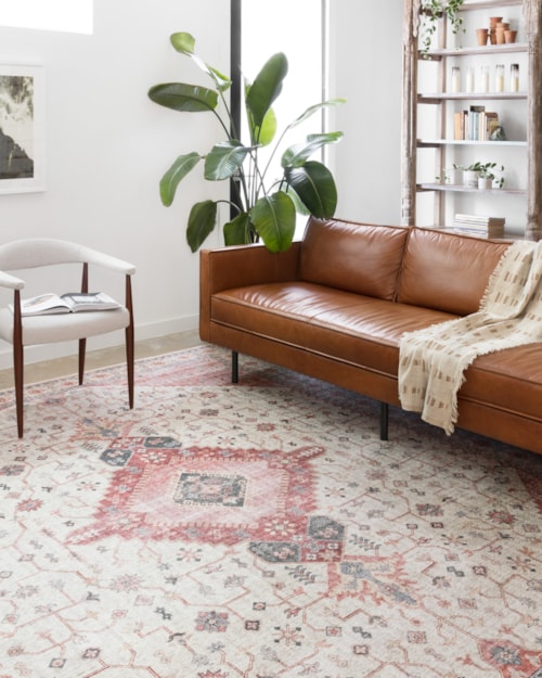7' x 9' Ivory / Berry Oval Rug