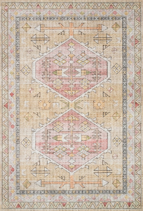 7' x 9' Gold / Blush Oval Rug