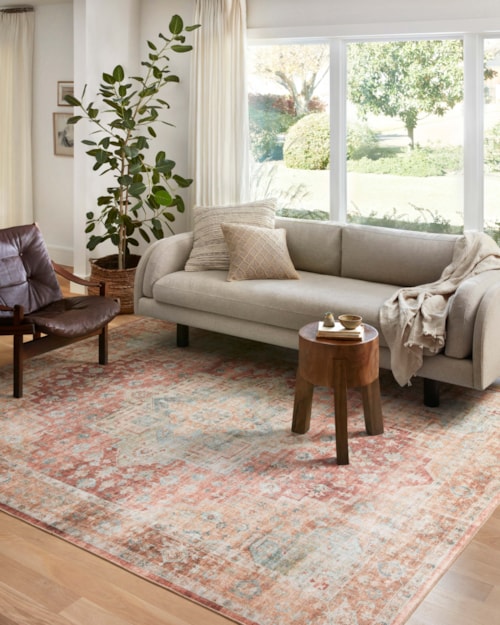 18" x 18" Terracotta / Aqua Sample Rug