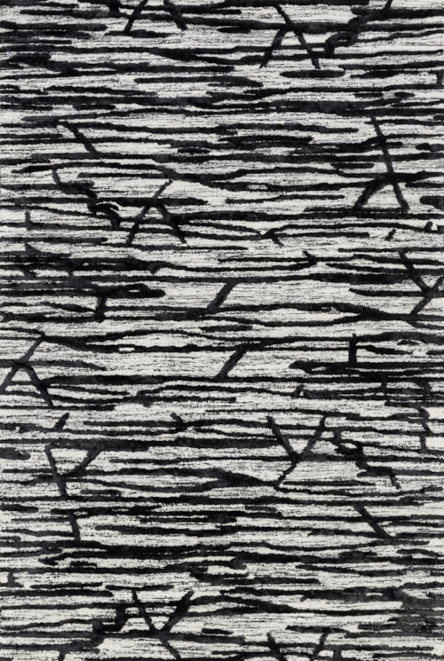 1'6" x 1'6"  Ivory / Black Rug