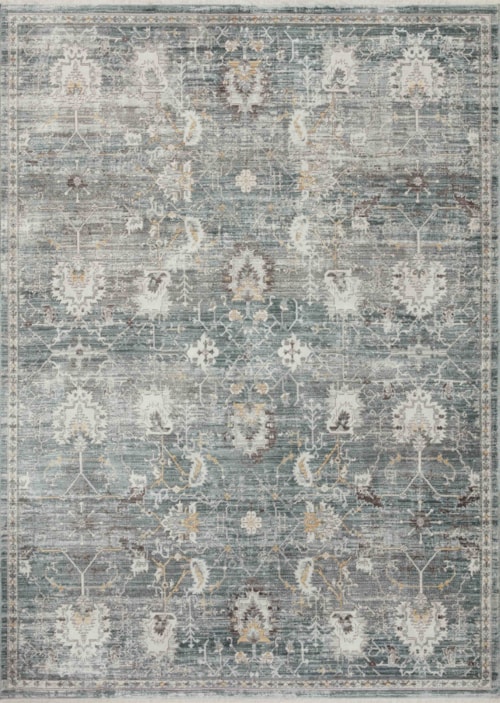 3'11" x 5'5" Lagoon / Ivory Rectangle Rug