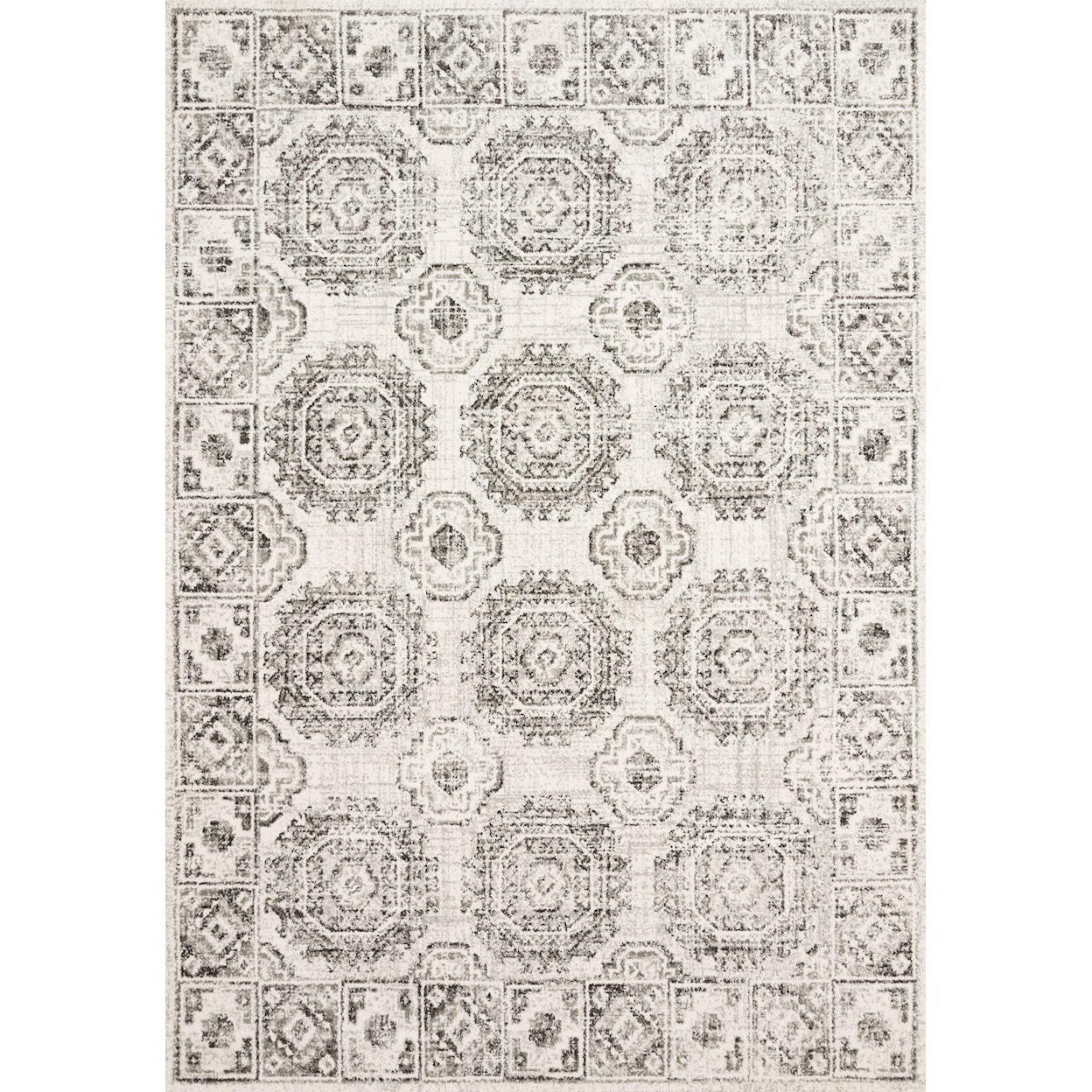 Loloi Rugs Joaquin 7'10" x 7'10" Round Ivory / Charcoal Rug