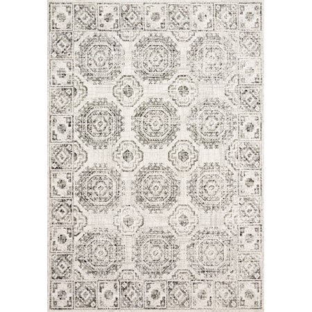 5'3" x 5'3" Round Ivory / Charcoal Rug