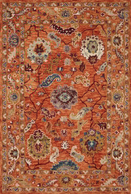 18" x 18"  Orange / Multi Rug