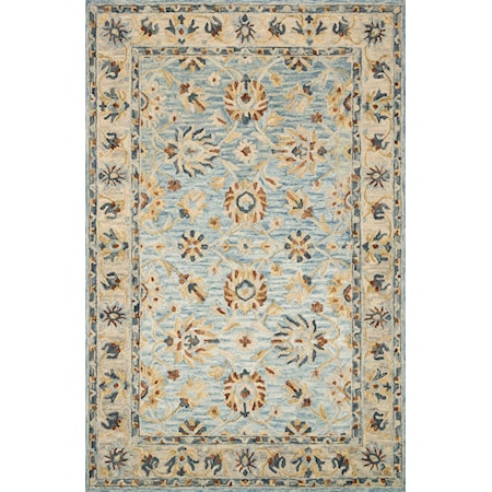 1'6" x 1'6"  Lt. Blue / Natural Rug