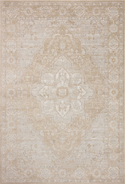 5'3" x 5'3" Round Beige / Silver Rug