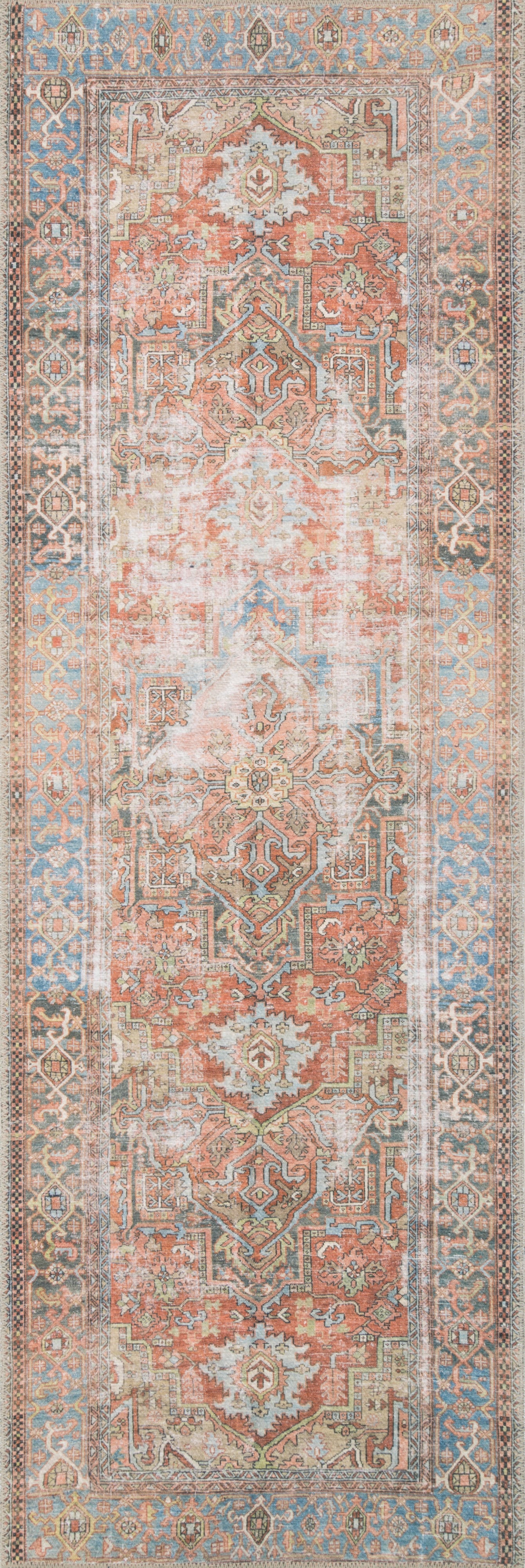 2'6" x 7'6" Terracotta / Sky Rug