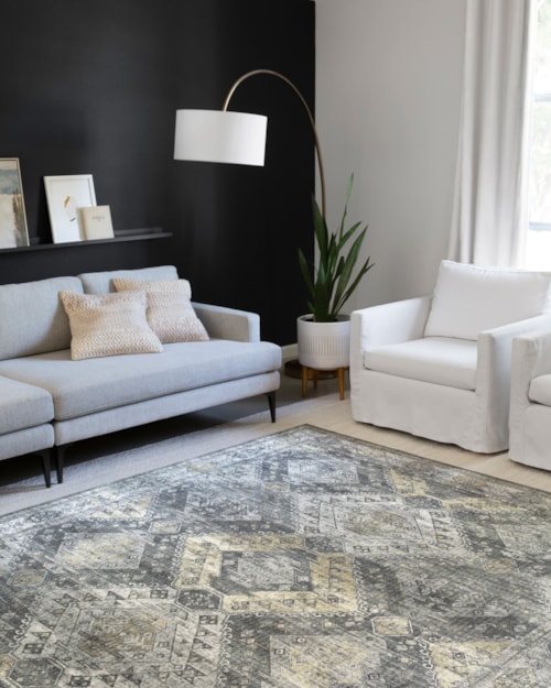7' x 9' Graphite / Silver Oval Rug