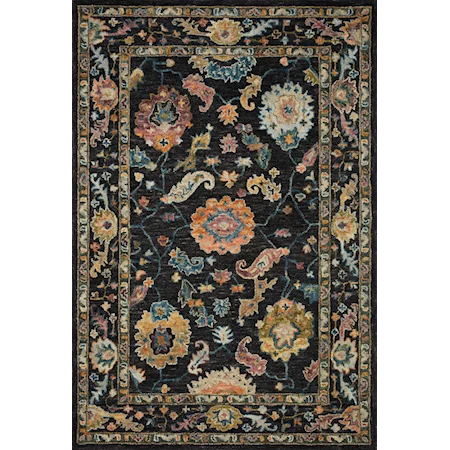 5'0" x 5'0"  Black / Multi Rug