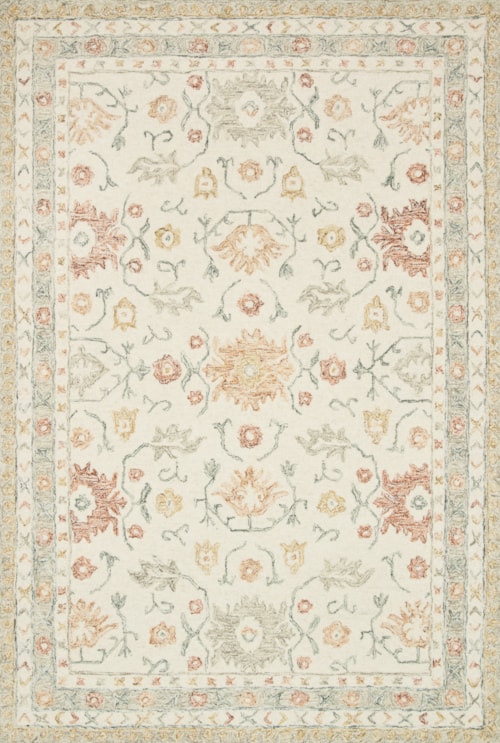 7'9" x 9'9" Ivory / Rust Rug