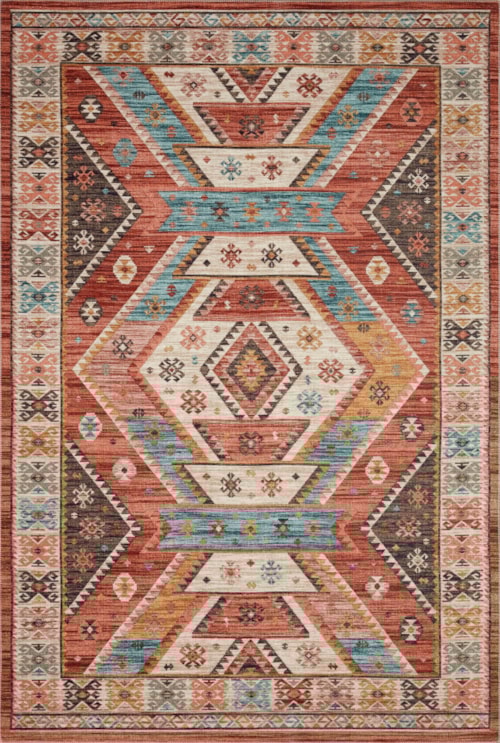 18" x 18" Red / Multi Sample Rug
