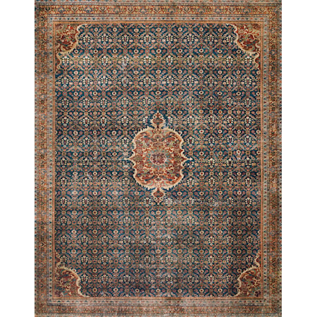 7' 6" x 9' 6" Cobalt Blue/Spice Rug