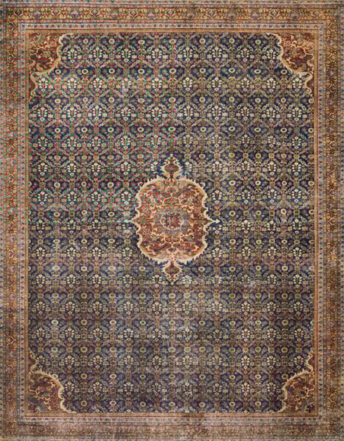 7' 6" x 9' 6" Cobalt Blue/Spice Rug