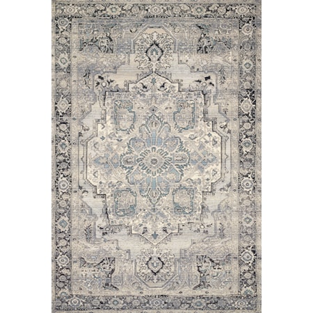 2'5" x 7'8" Grey / Blue Rug