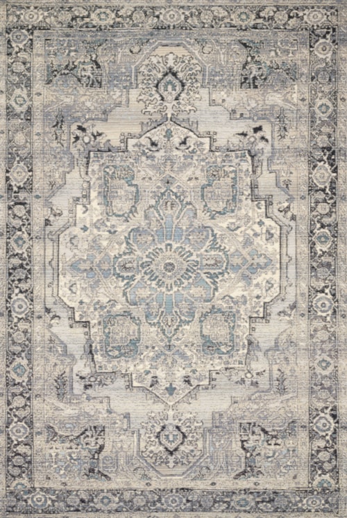1'6" x 1'6"  Grey / Blue Rug