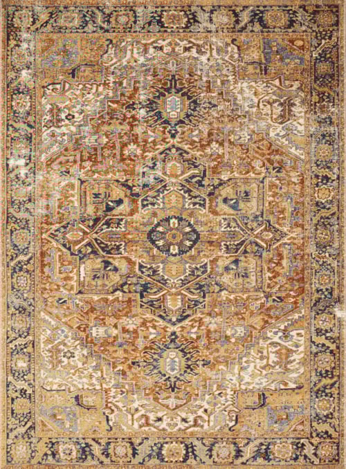 1'6" x 1'6"  Red / Navy Rug
